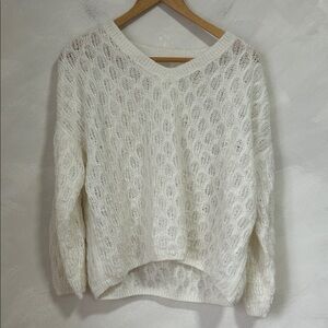 J.ING V-neck pointelle knit sweater wool mohair blend size small-medium